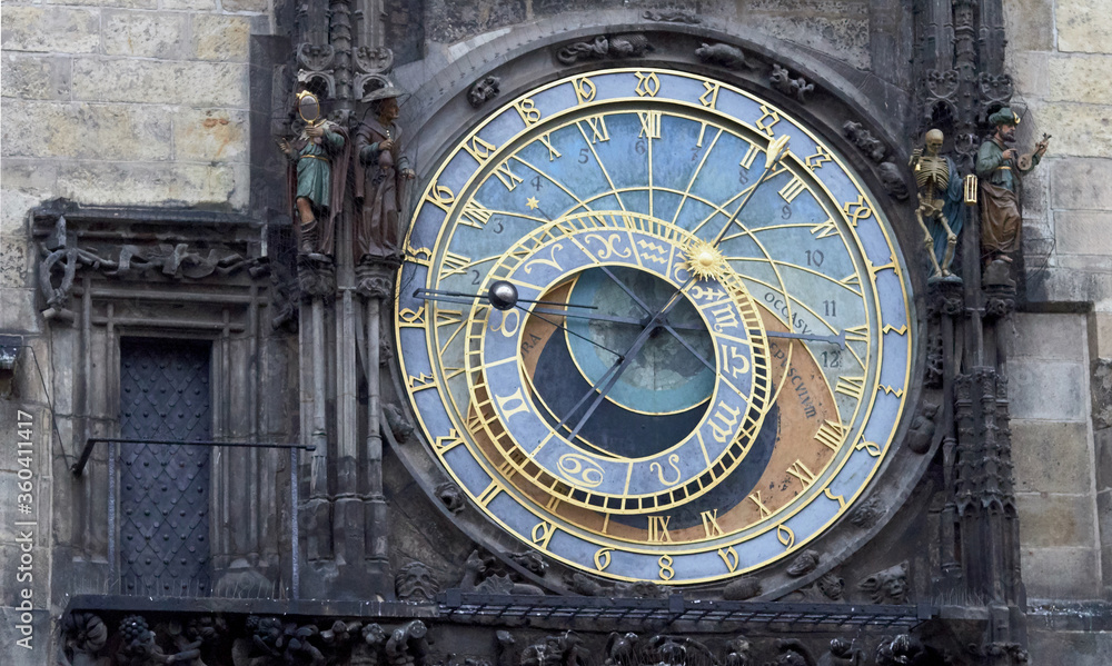 Medieval astronomical clock on the old town square in Prague