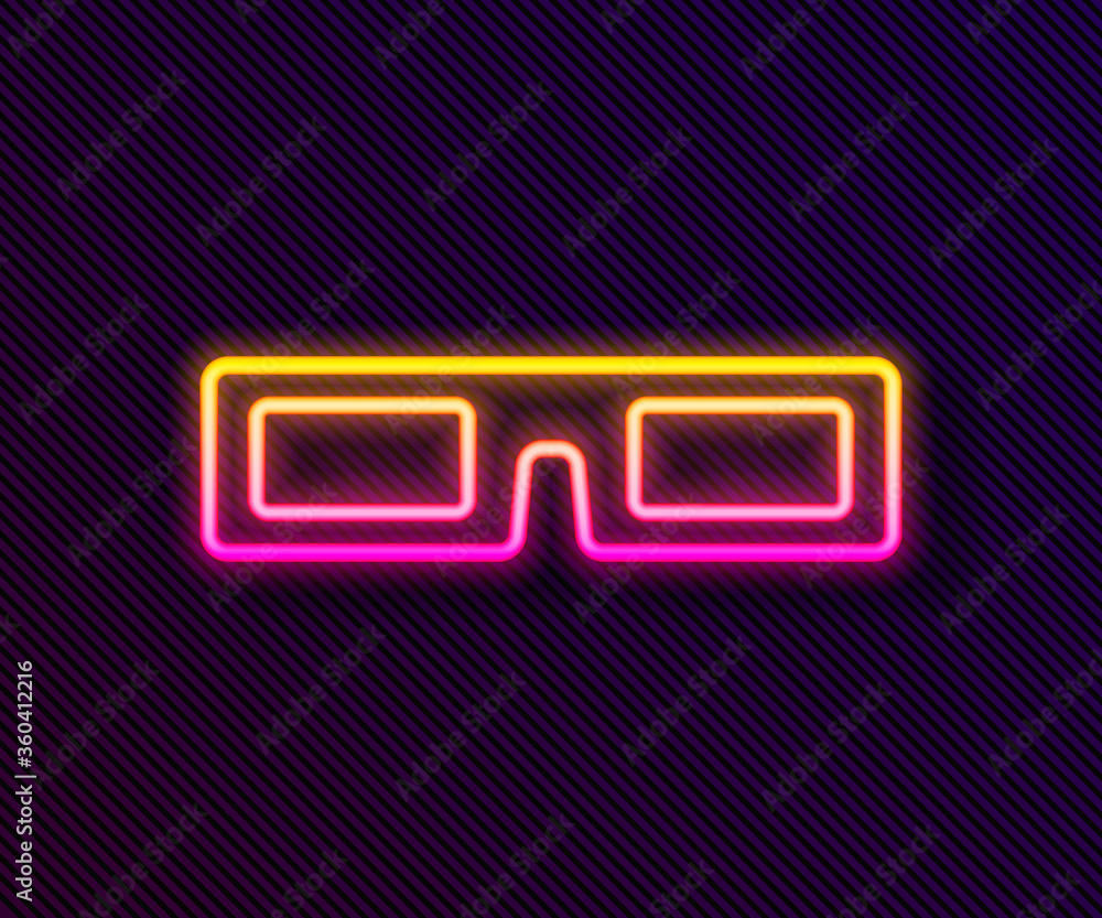 Glowing neon line cinema glasses icon isolated on black background. Vector Illustration. Glowing neon line cinema glasses icon isolated on black background. Vector Illustration.