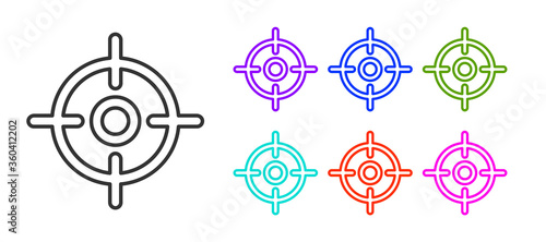 Black line Target sport icon isolated on white background. Clean target with numbers for shooting range or shooting. Set icons colorful. Vector Illustration.