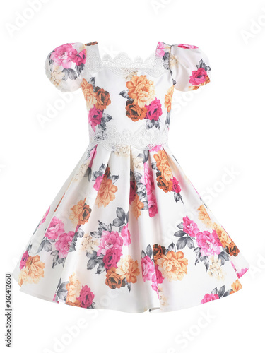 Summer dress for girls with pink and yellow flowers