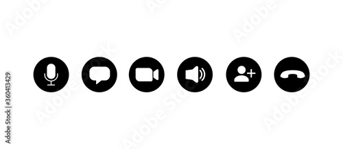 Set of icons for video conferencing, instant messengers. Vector illustration