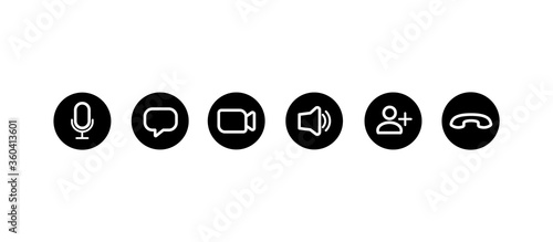 Set of icons for video conferencing, instant messengers. Vector illustration