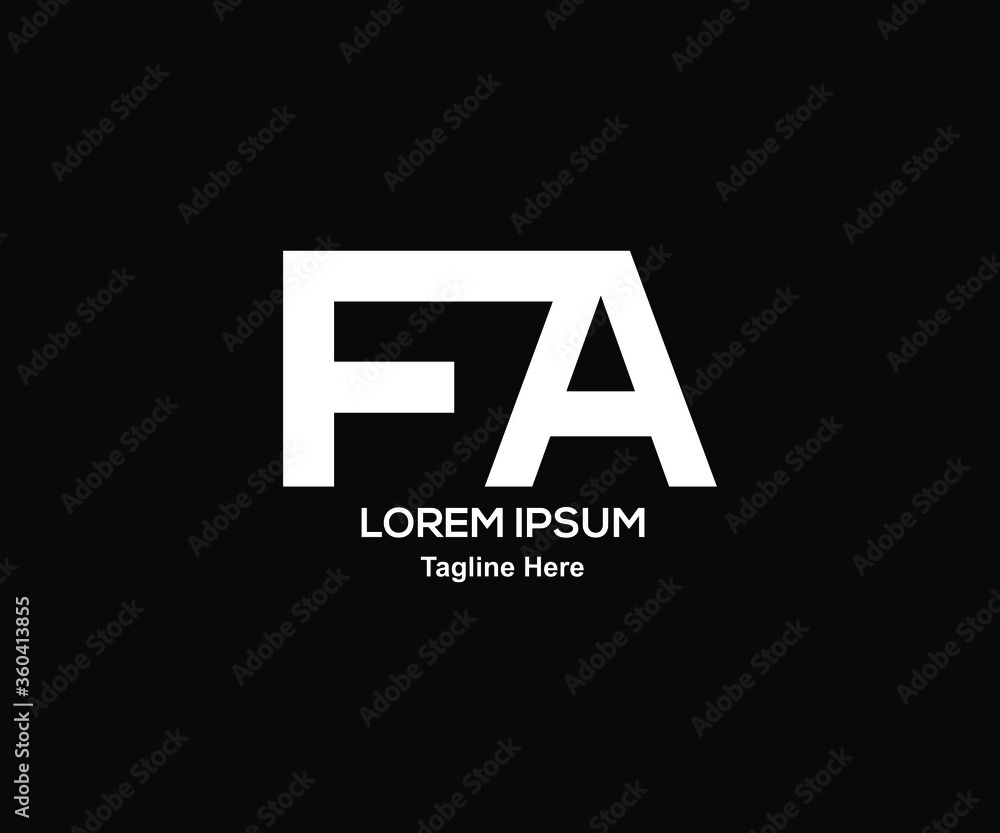 Logo Design FA White Monogorund Vector With Black Background Logo Design FA White Monogorund Vector With Black Background