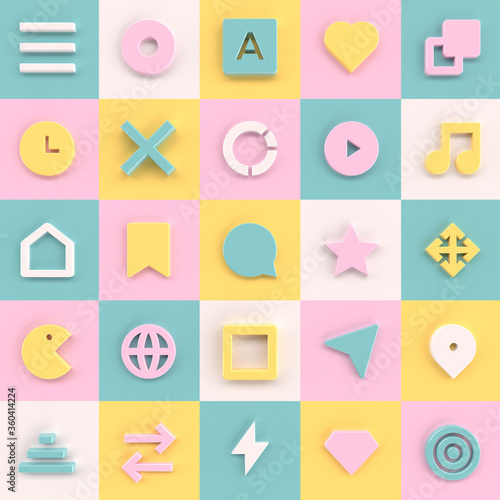 UI Icons Geometric Background 3D Illustration