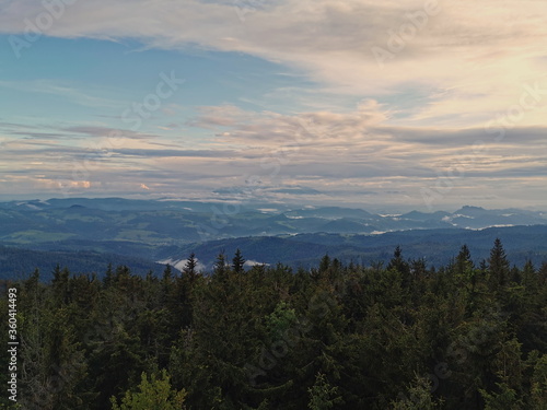 Poland Beskid Sadecki Jaworki Radziejowa. View from the Radziejów lookout tower.