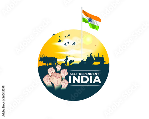 vector illustration for self dependent India with Hindi text atma nirbhar bharat means  self dependent India