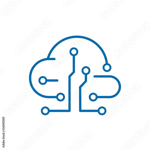 Cloud electronic service. Information traffic. Vector linear icon isolated on white background.