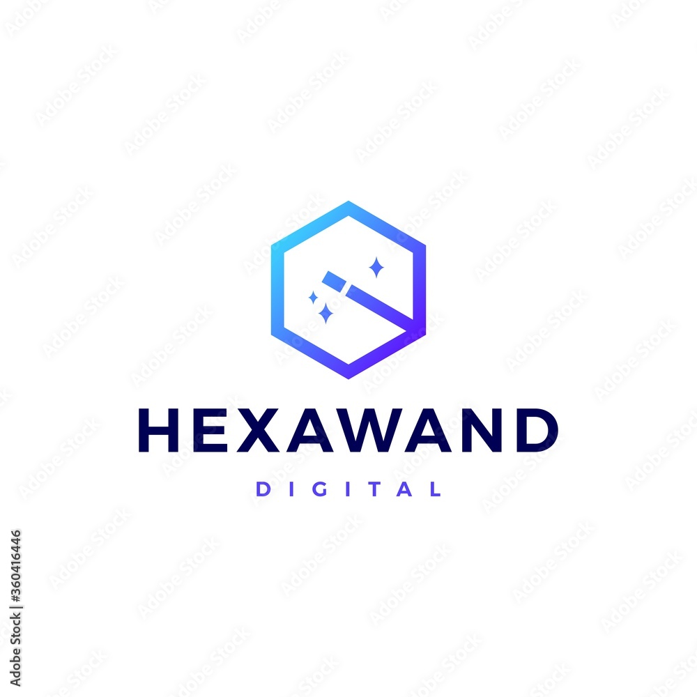 magic wand hexagon logo vector icon illustration magic wand hexagon logo vector icon illustration