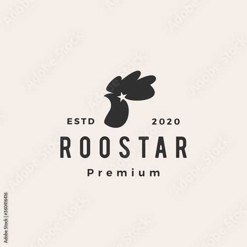 rooster star roostar hipster vintage logo vector icon illustration