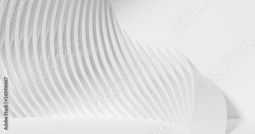 Fototapeta Naklejka Na Ścianę i Meble -  3d rendering. Abstract Architecture Background. White Circular Building. Modern Geometric Wallpaper. Futuristic Technology Design