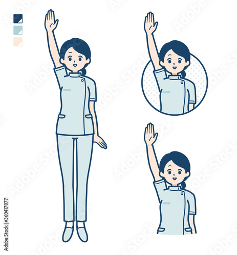 simple nurse woman_raise-hand