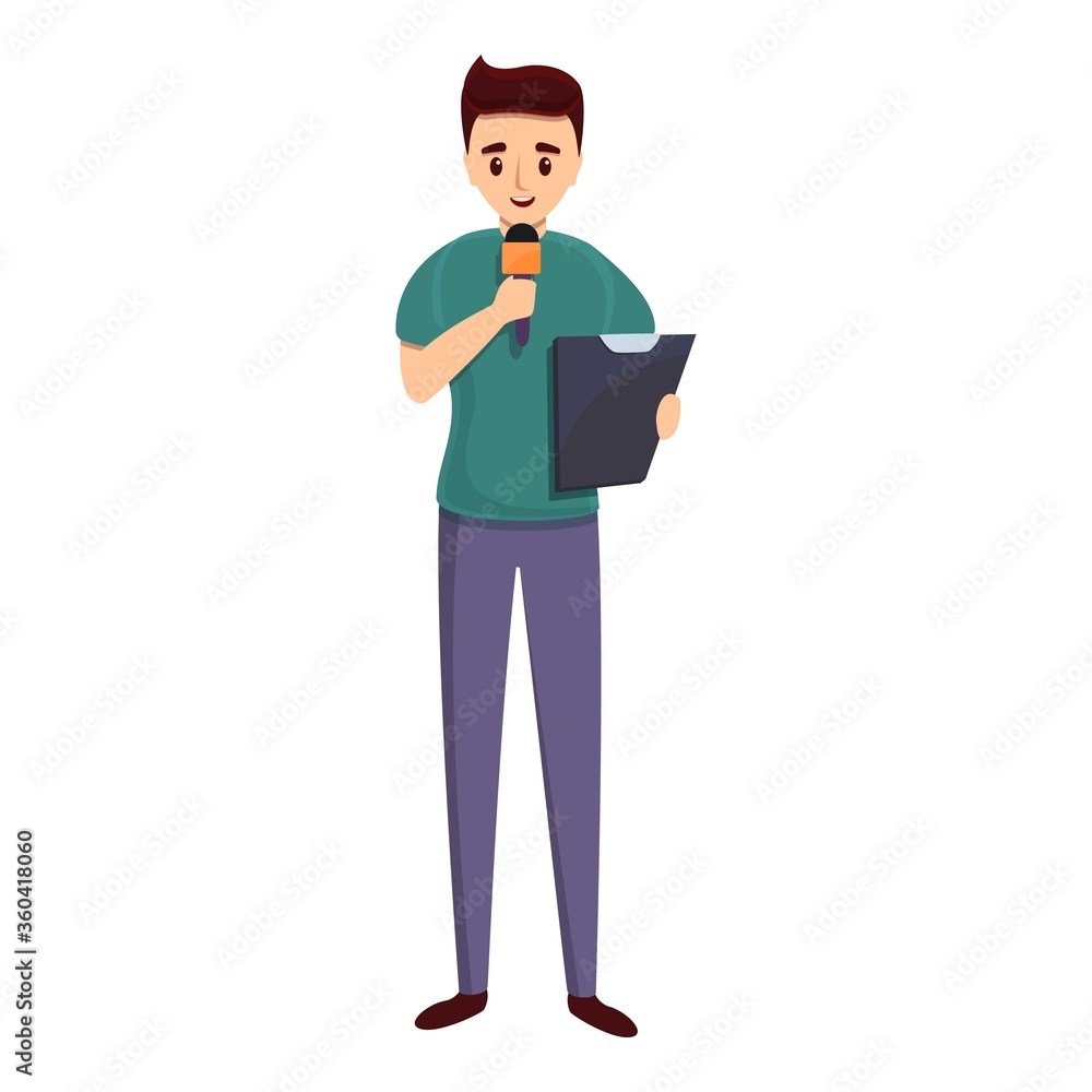 Tv reporter icon. Cartoon of tv reporter vector icon for web design isolated on white background Tv reporter icon. Cartoon of tv reporter vector icon for web design isolated on white background