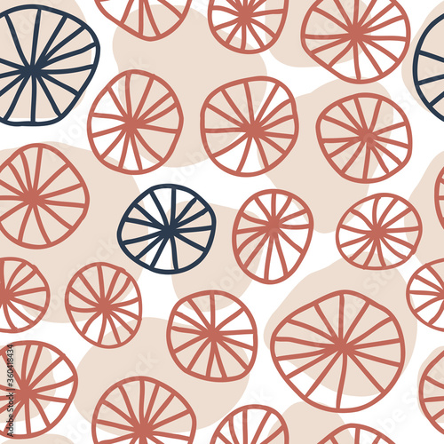 Seamless coral and plankton underwater background. Vector Illustration. Abstract simple shapes. Coral and pink colors