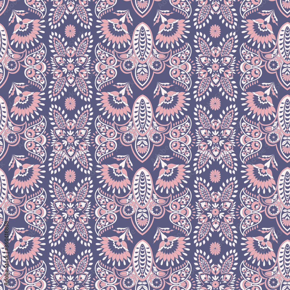 Floral seamless Pattern in Indian Batik Style