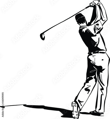 the vector illustration of the golf player with a niblick