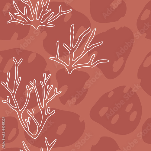 Seamless coral and plankton underwater background. Vector Illustration. Abstract simple shapes. coral colors