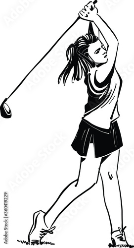 the vector illustration of the golf player with a niblick