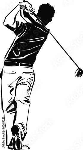 the vector illustration of the golf player with a niblick