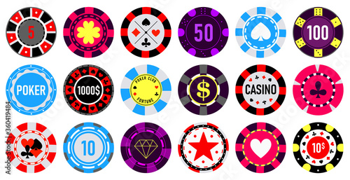 Casino chips vector cartoon set icon. Vector illustration vegas game on white background. Isolated cartoon set icon casino chips.