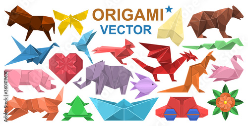 Origami vector cartoon set icon. Vector illustration paper animal on white background. Isolated cartoon set icon origami.