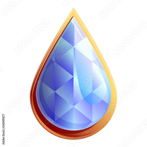 Drop form gemstone icon. Cartoon of drop form gemstone vector icon for web design isolated on white background