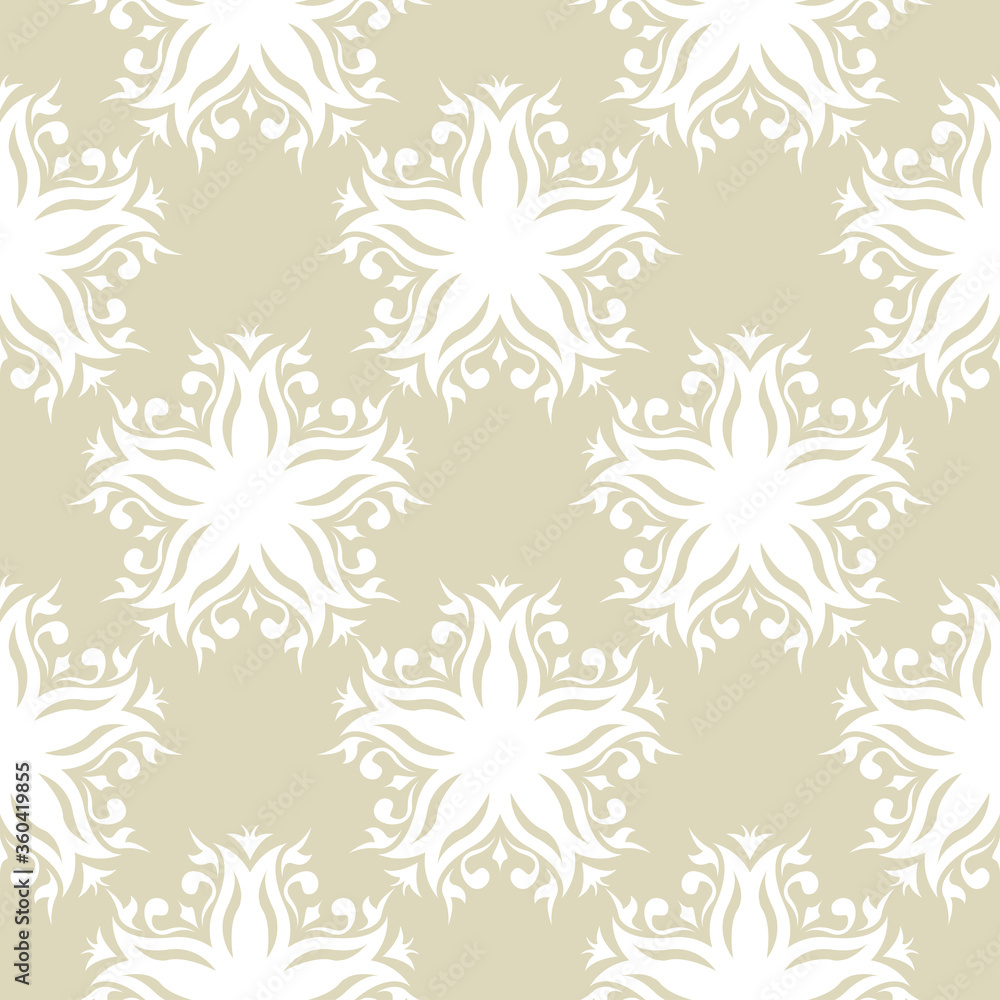 White floral seamless pattern on pale olive green background White floral seamless pattern on pale olive green background