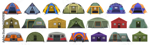 Tent store vector cartoon set icon. Vector illustration canopy on white background. Isolated cartoon set icon tent.