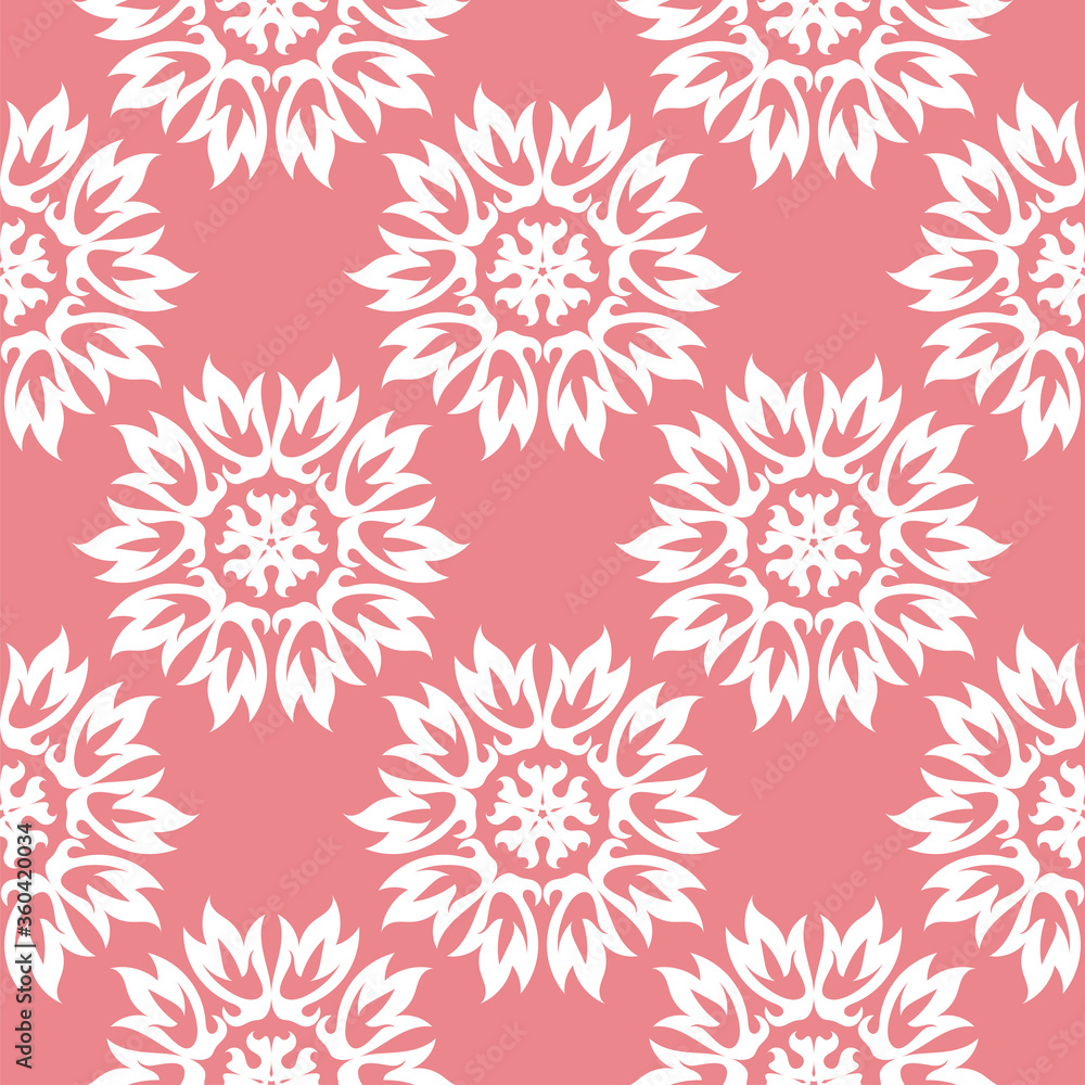Floral seamless pattern. White flowers on pale pink background Floral seamless pattern. White flowers on pale pink background