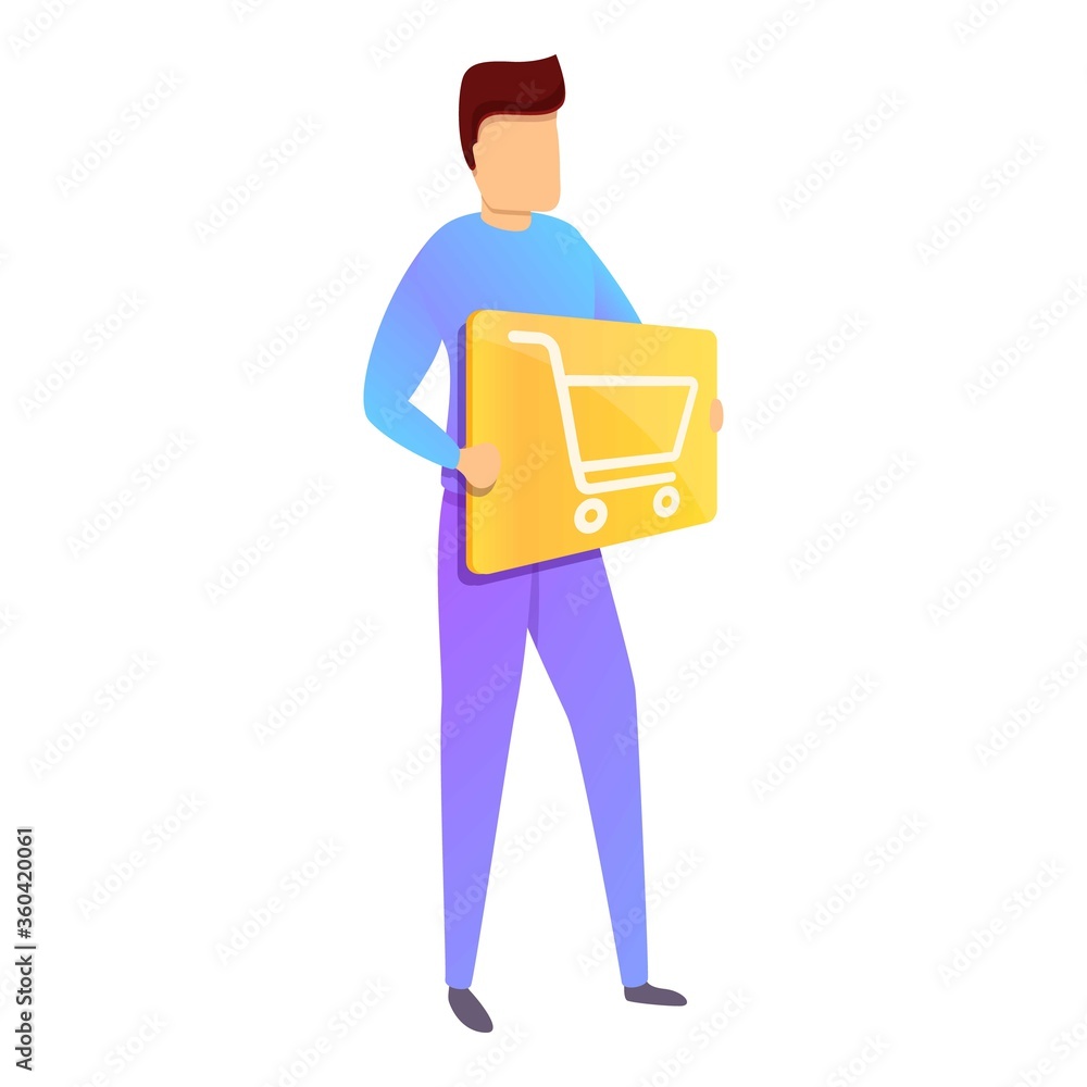 Young purchasing manager icon. Cartoon of young purchasing manager vector icon for web design isolated on white background