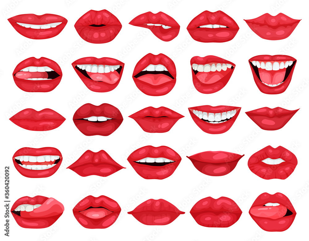 Female lip vector cartoon set icon. Vector illustration smile on white background. Isolated cartoon set icon female lip. Female lip vector cartoon set icon. Vector illustration smile on white background. Isolated cartoon set icon female lip.