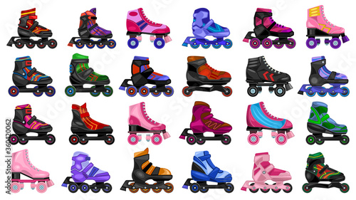Skate roller vector cartoon set icon. Vector illustration rollerskate on white background. Isolated cartoon set icon skate roller.