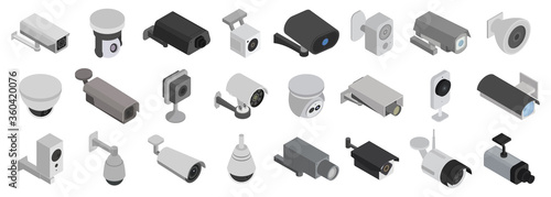 Security cameras isolated isometric set icon. Vector illustration cctv on white background. Vector isometric set icon security cameras.