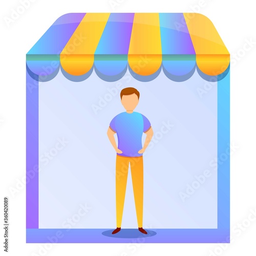 Street shop purchasing manager icon. Cartoon of street shop purchasing manager vector icon for web design isolated on white background