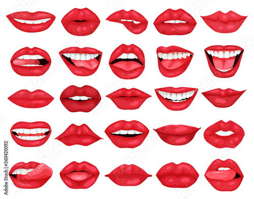 Female lip vector cartoon set icon. Vector illustration smile on white background. Isolated cartoon set icon female lip.