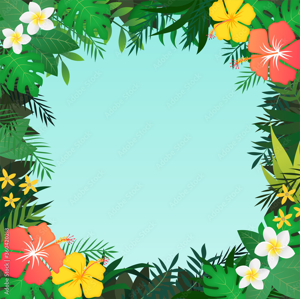 Naklejka premium 夏の植物フレーム