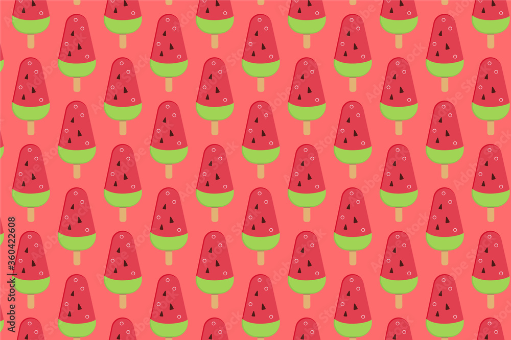 Sweet watermelon ice cream. Ice cream pattern on pink Sweet watermelon ice cream. Ice cream pattern on pink