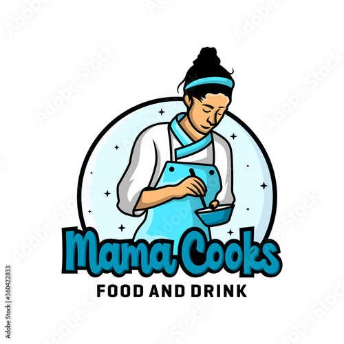 Woman cooking vector logo