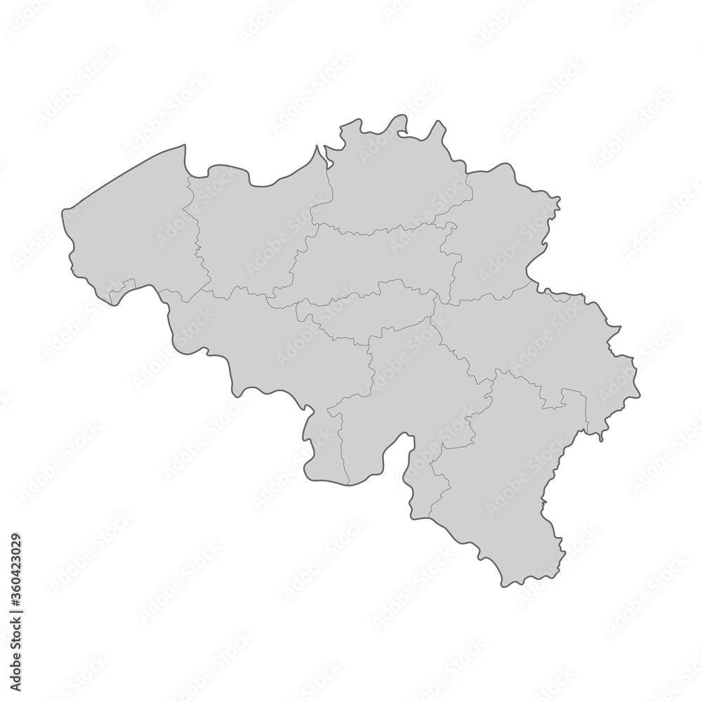 Map of Belgium divided to regions. Outline map. Vector illustration.
