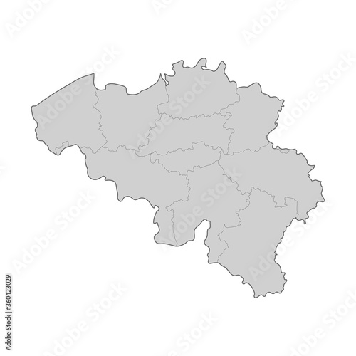 Map of Belgium divided to regions. Outline map. Vector illustration.