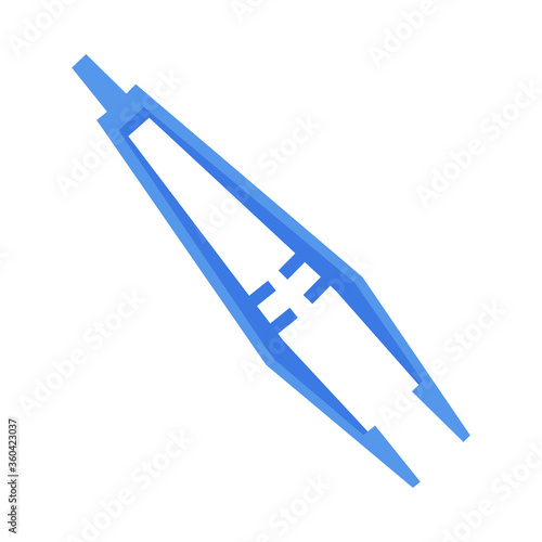 Surgical Straight Tweezers, Medical Forceps Vector Illustration on White Background