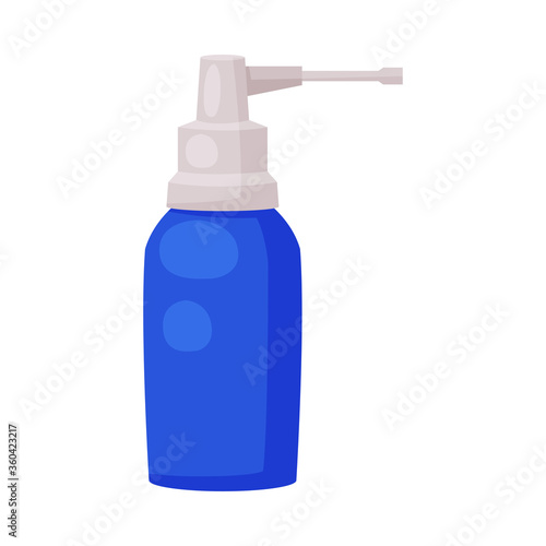 Bottle with Medicine Throat Spray, Medication Supplies for Health Treatment, First Medical Aid Kit Element Vector Illustration