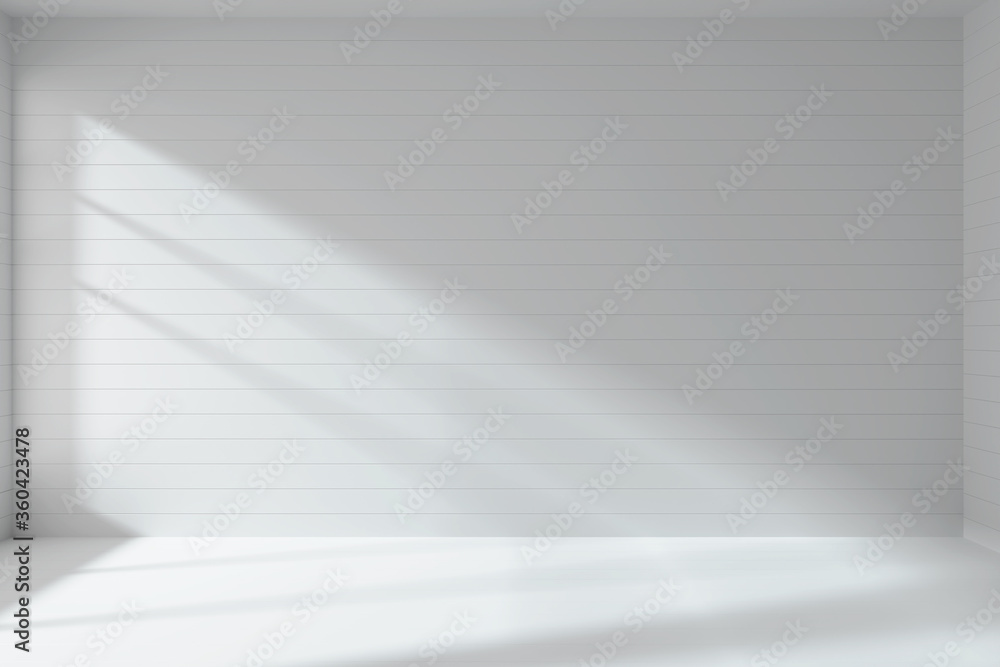 Obraz premium Empty white room made with flat horizontal white planks