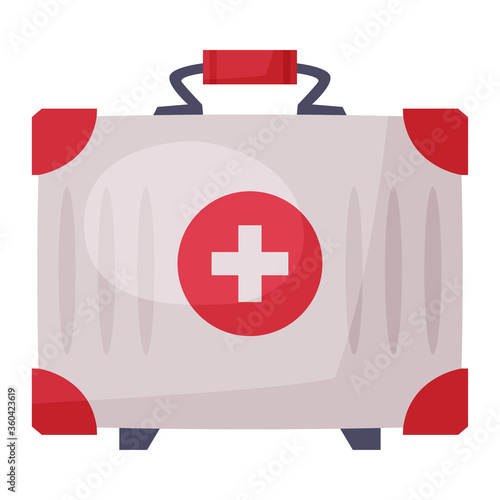 First Aid Kit, Bag for Medical Equipment and Medications Vector Illustration on White Background