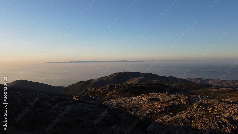 The mountain view from the Serra Da Estrela Natural Park in Portugal