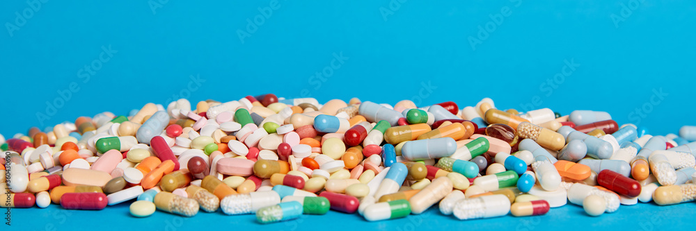 Background header with colorful medication Background header with colorful medication
