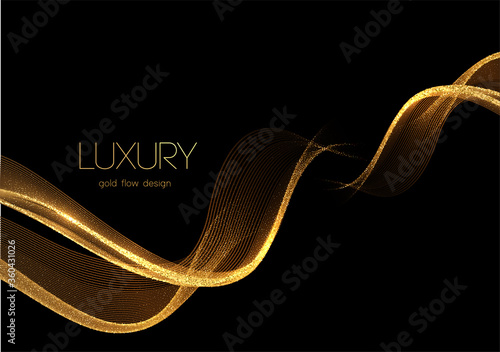 Abstract shiny color gold wave design element
