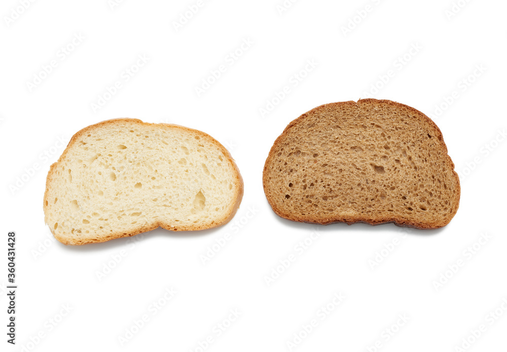 two slices of bread isolated on white background two slices of bread isolated on white background