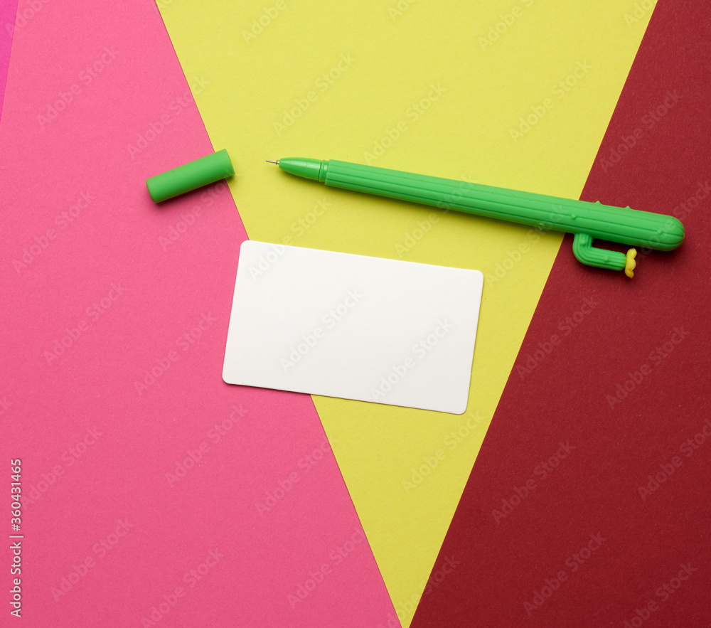 rectangular white paper blank business card on yellow red background rectangular white paper blank business card on yellow red background
