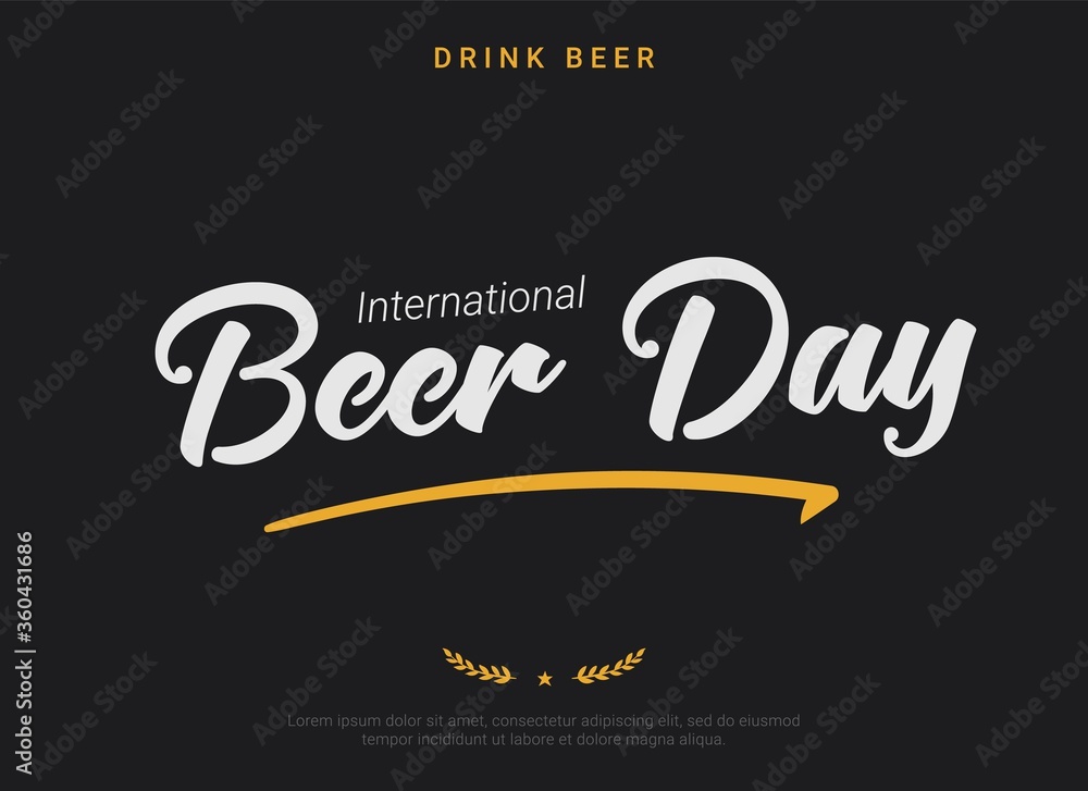International Beer Day dark horizontal banner template. Retro font ...