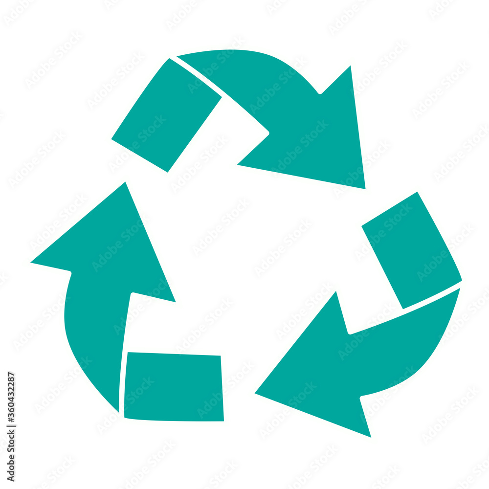 Green recycle icon vector isolated on white background. Trendy recycle icon in flat style. Template for sticker, symbol, logo, app and label. Creative concept, eco recycling sign. Vector illustration Green recycle icon vector isolated on white background. Trendy recycle icon in flat style. Template for sticker, symbol, logo, app and label. Creative concept, eco recycling sign. Vector illustration